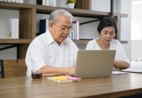 Older people using computer